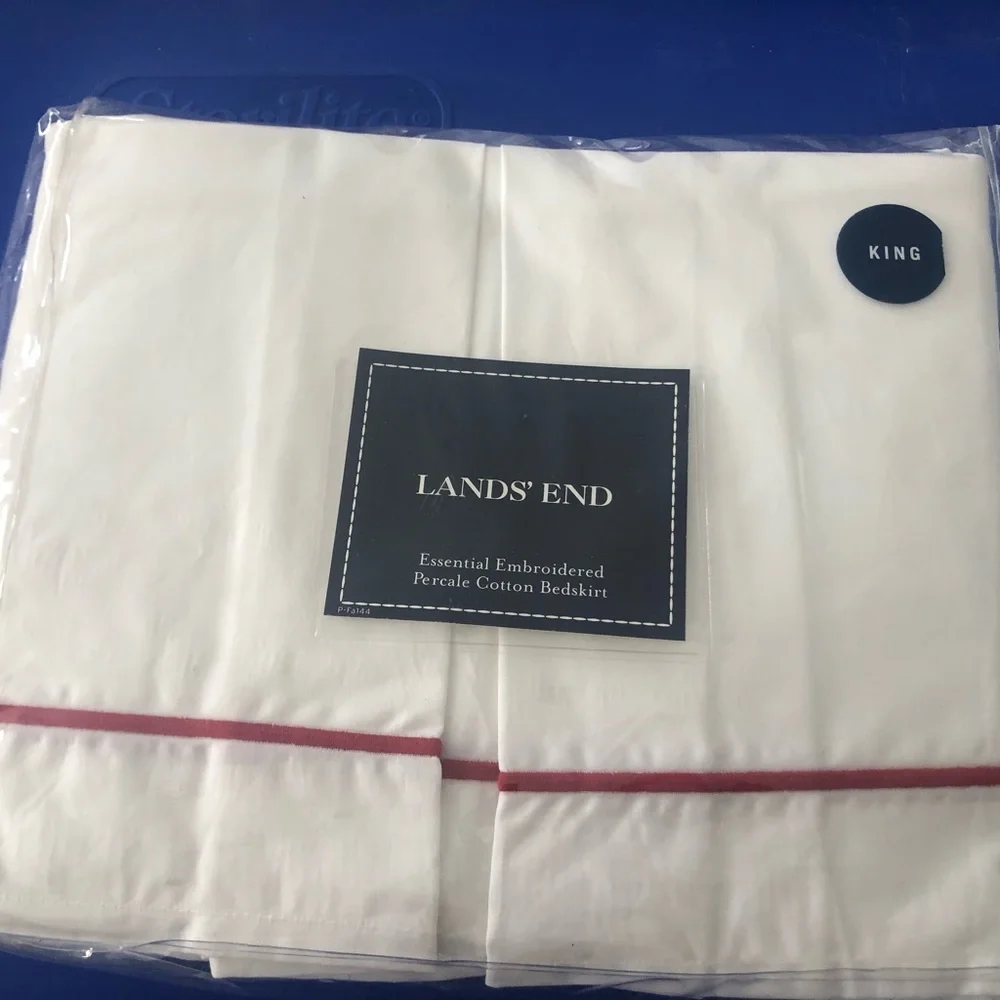 Lands End cotton percale king bed skirt